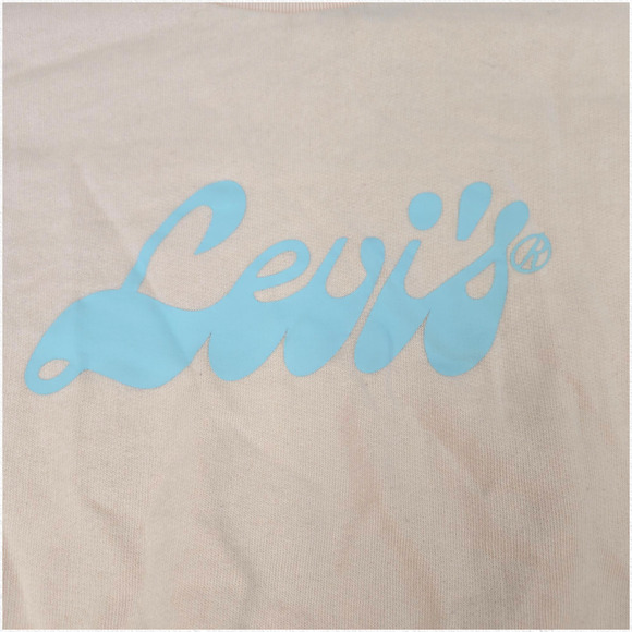 Levi's Peach Pink Graphic Logo Cropped Crewneck Pullover Sweatshirt Size Small - Picture 3 of 7